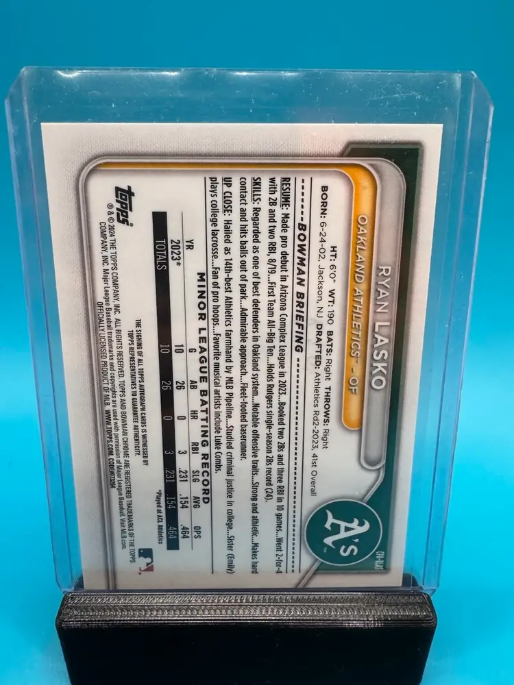 Ryan Lasko 1st Bowman Chrome HTA Refractor Auto /150 Sacramento Athletics