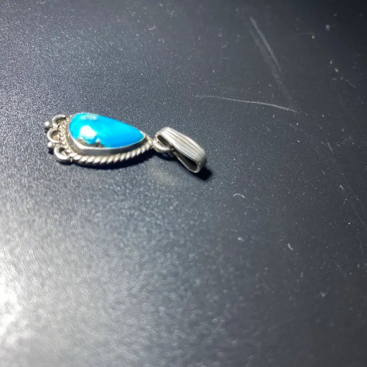 STG And Turquoise Pendent With Marking As Shown Size Of A Dime