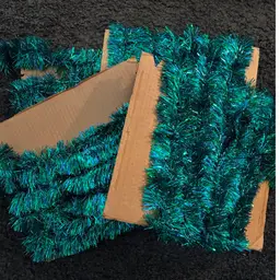 Large Lot Vintage Tinsel BLUE/GREEN Christmas Tree Garland Approx 88’