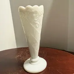 LE Smith 6.5” Milk Glass Trumpet Bud Vase