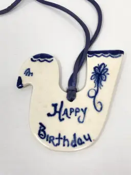 Zelda Ceramic Happy Birthday Bird Ornament