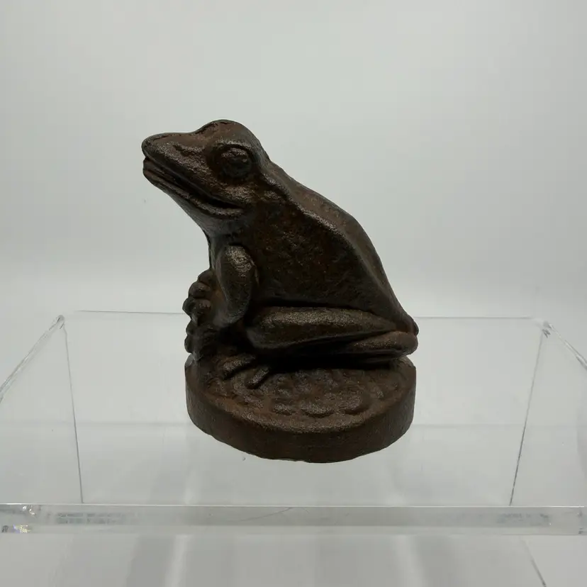 Vintage Cast Iron Frog Toad Door Stopper Holder Wedge Made in England 3.25"
