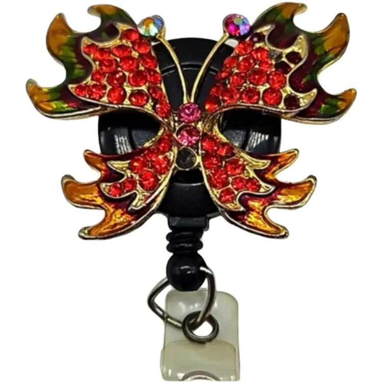 Metal Jeweled Butterfly badge holder