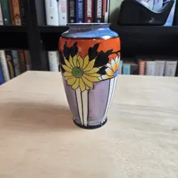Vintage luster floral painted Japanese vase