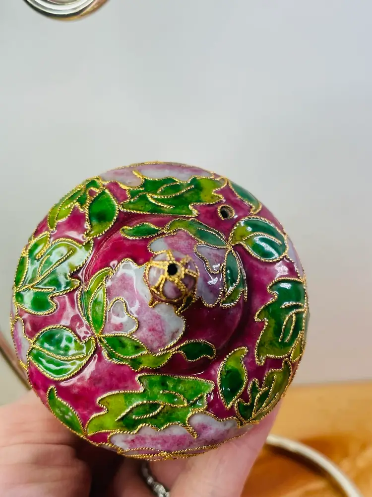 Vintage Cloisonné Floral Christmas Ornament