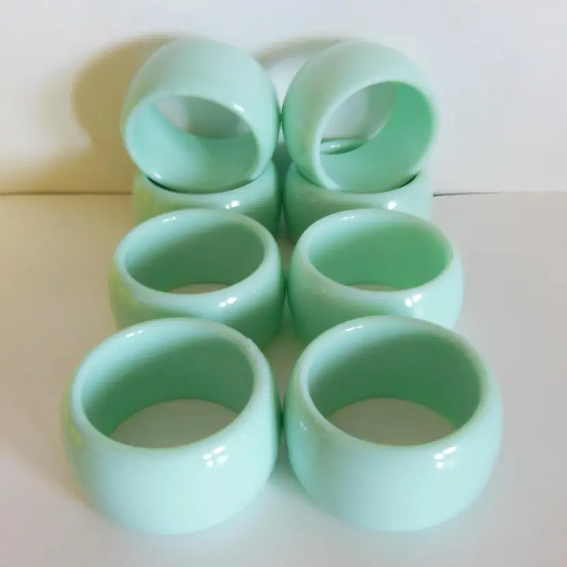Vintage 8 Pastel Green Melamine Napkin Rings!