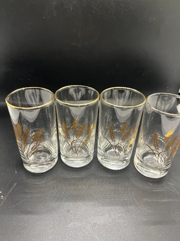 Homer Laughlin Golden Wheat MCM Juice Glasses Set Of 4