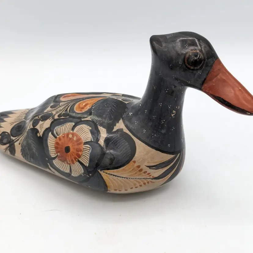 Vintage Mexican Pottery Folk Art Duck/ Bird Figurine , 8 1/8” Long