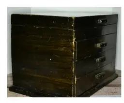 Foreside India Rustic Wooden Jewelry Box – 3 Drawer Organizer with Patina, Handcrafted Storage Chest, Vintage Boho Decor