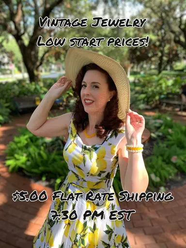 Large variety of vintage jewelry at low start prices❤️ $5 flat rate shipping no matter how much jewelry you buy 🥰 Fast shipping & careful packaging 🩷 Positive card reading to start the show & end our day 🌜Cute stickers with all orders💖