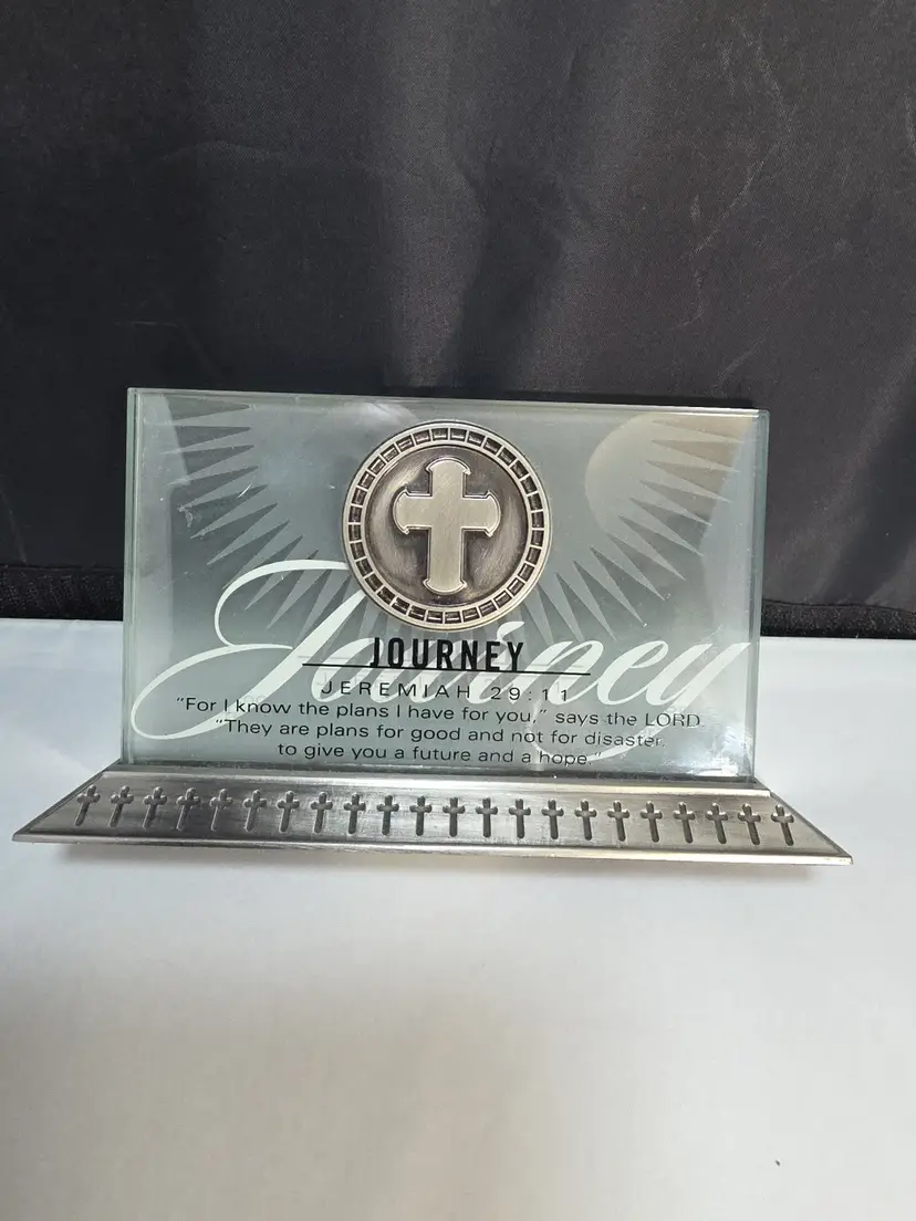 Journey Jeremiah 29:11 Glass Metal Scripture Plaque Christian Decor 6.75x4 (B2)