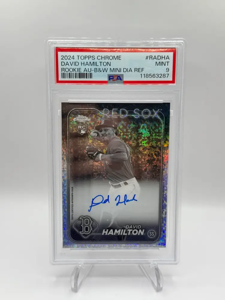 2024 Topps Chrome DAVID HAMILTON RC AUTO Black White Mini Diamond PSA 9 Redsox