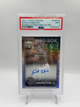 2024 Topps Chrome DAVID HAMILTON RC AUTO Black White Mini Diamond PSA 9 Redsox