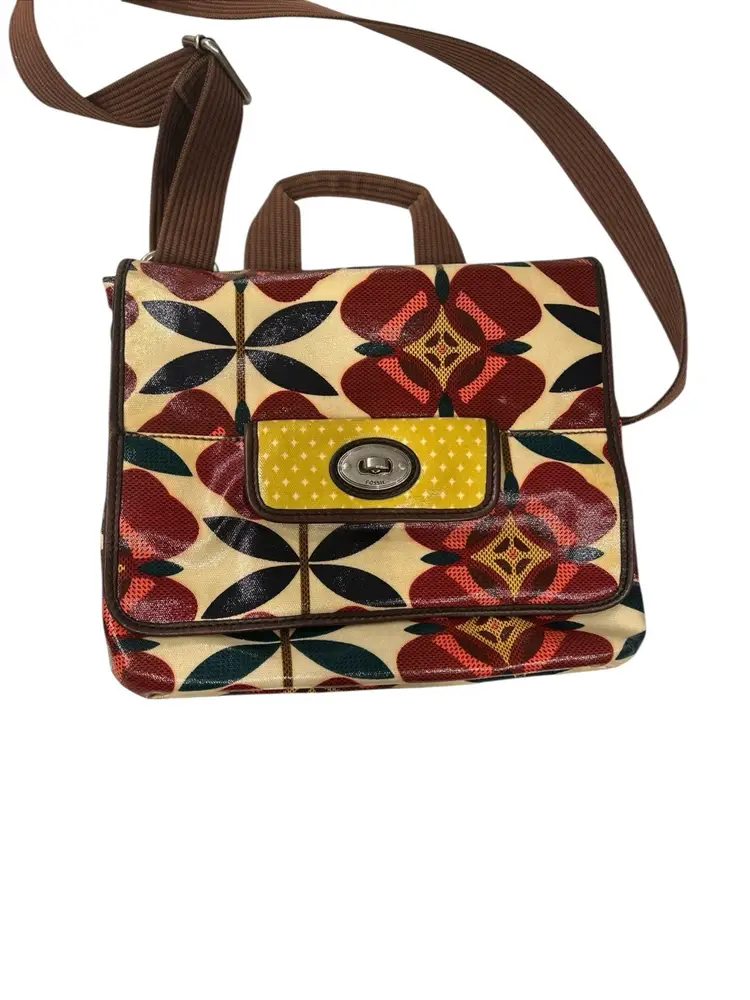 Fossil Key Per Coated Canvas Floral Print Purse