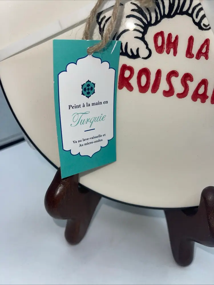 Ooh La La Croissants Plates Set of 4 Papart Studios Painted In Turkey 8”