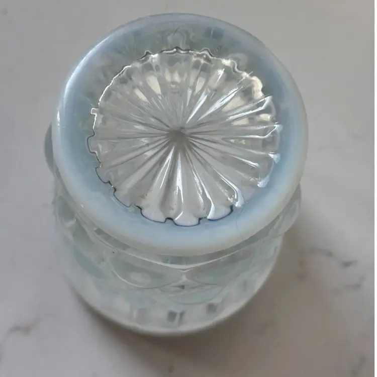 Vintage Moser Glass Eye Winker White Opalescent Tumbler