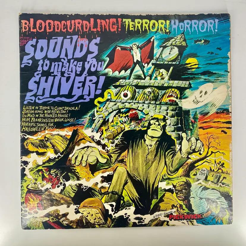 SOUNDS To Make You SHIVER! 12” Lp VTG 1974 Halloween SOUND EFFECTS Record Album