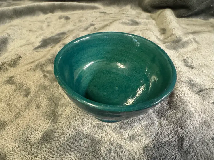 Vintage Art Studio Pottery Bowl Safi Morocco Ahmed Serghini Red Clay Turquoise