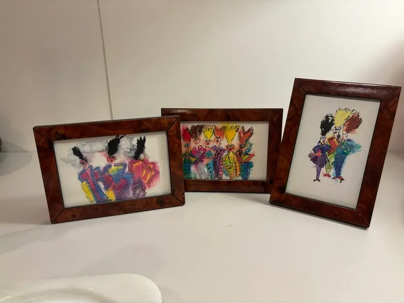 Three  Embellished Framed Prints Of Eccentric Women