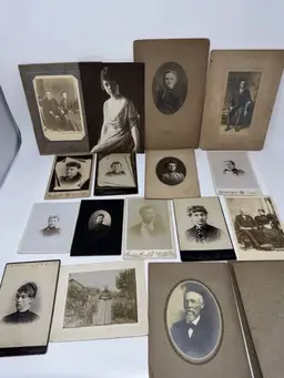 Antique Cabinet Card Photographs Lot 16 Women, Men, Couples, Children Victorian Ephemera