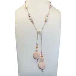 Pink Crystal And Mother Of Pearl Slide Necklace