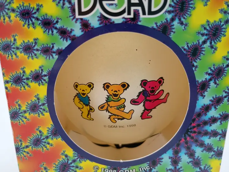 1998 Grateful Dead 3 Dancing Bears Glass Christmas Tree Ornament in Original Box.