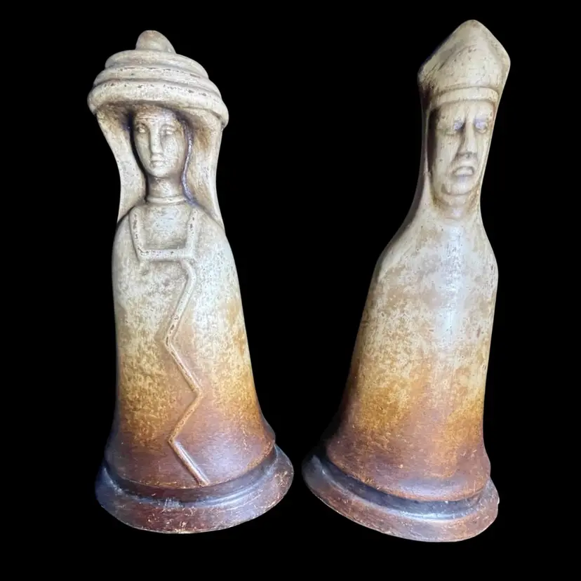 Chess Pieces King & Queen Large Terracotta Decorative Statue 16" & 18"