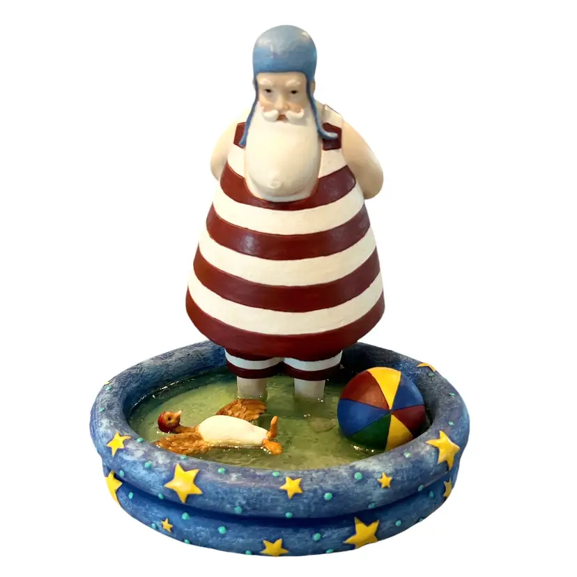 DEMDACO Bennington Christmas Summer Santa Figurine Wading In Pool