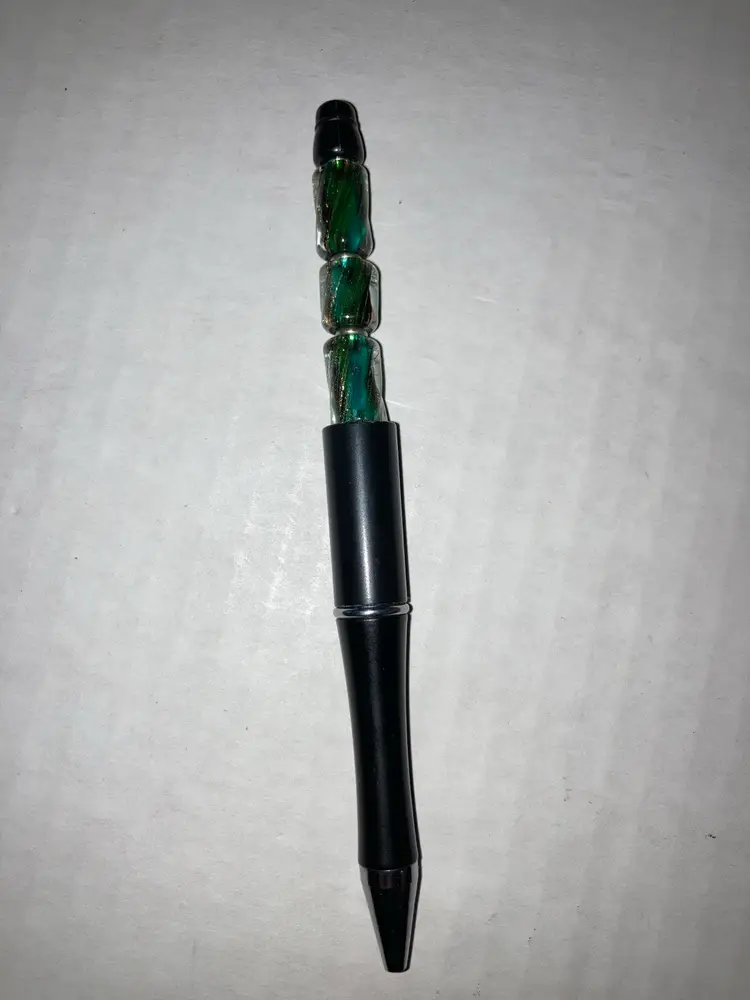 Fidget Pen Handmade By Me! Black Ink! 5 1/2” Made With Glass Beads!