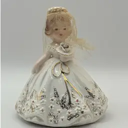 Josef Originals Porcelain Figurine Bride With Tulle Fabric Veil