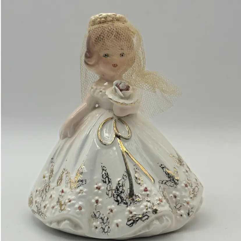 Josef Originals Porcelain Figurine Bride With Tulle Fabric Veil