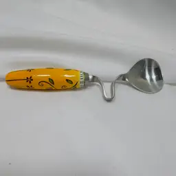 #1821 Honey Spoon, Jasmine by MSC, Yellow Ceramic Handle, hooked Stainless Steel 5"