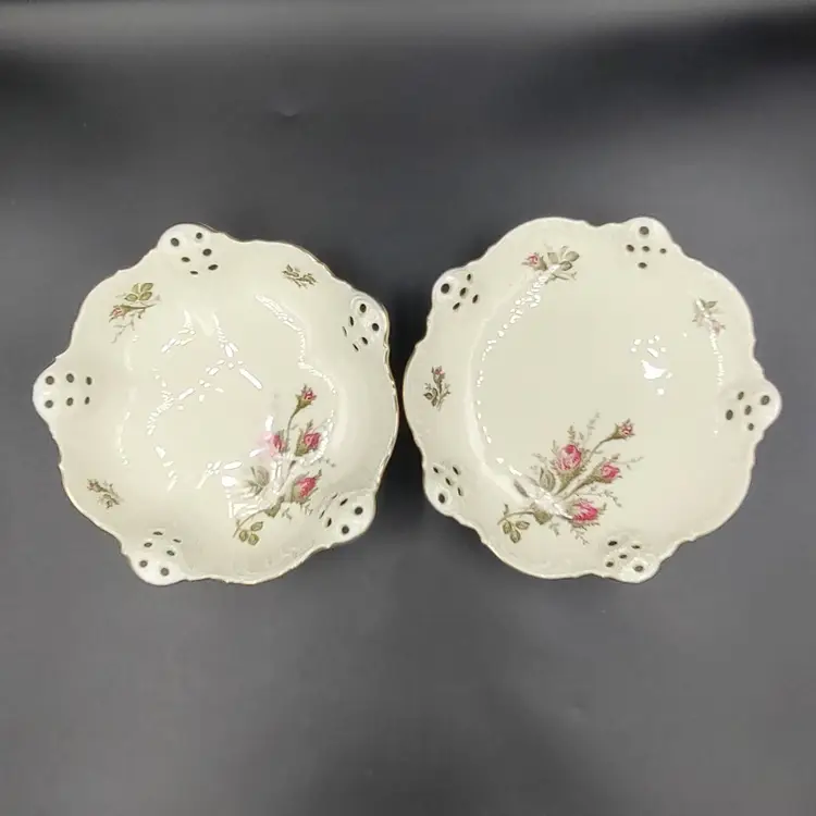 Set Vtg Rosenthal Moliere Moss Rose Footed Dish And Bowl