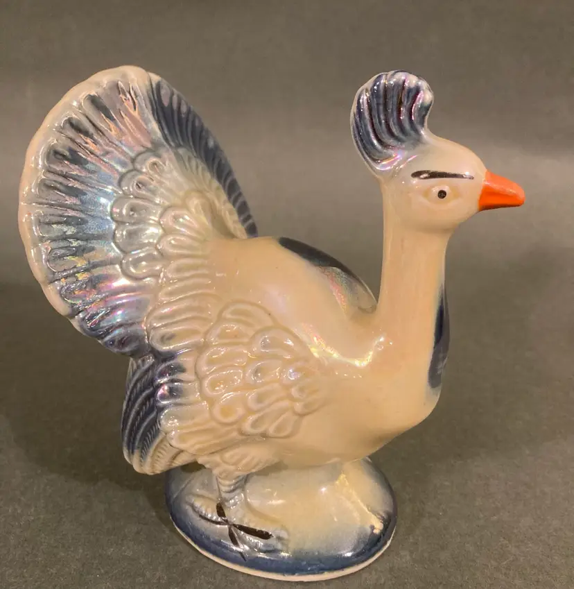 Vintage Peacock Lustre Figurine Made In Brazil