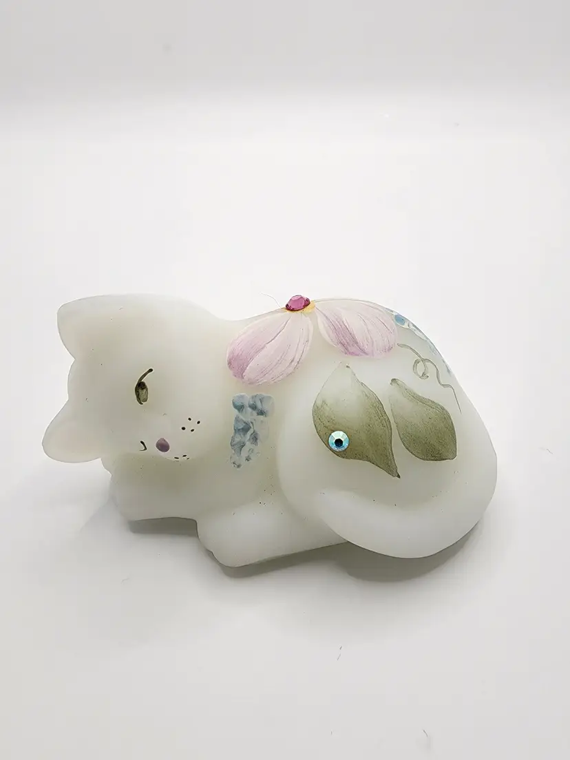 Fenton Hand-Painted Cat Figurine