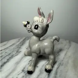 Vintage Hobbyist Ceramic Donkey And Bee 5.25in Tall