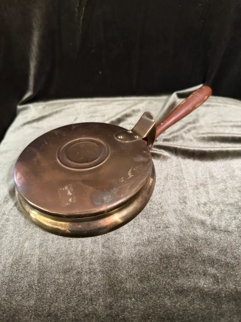 Vintage Blake & Co. brass silent butler with a hinged lid.  Possible antique