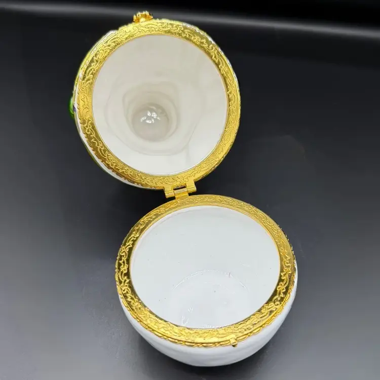 Vintage Christopher Radko Snowman Trinket Box Hinge Christmas Holiday Candy Dish