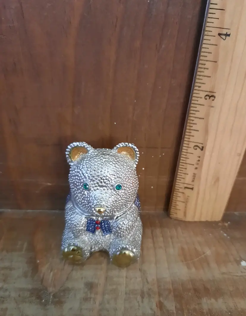 Vintage Carucci Rhinestone Jeweled Bear Trinket Box
