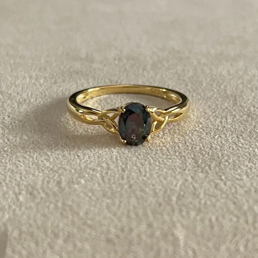 Sterling Silver Gold filled Charmed Oval Rainbow CZ Ring