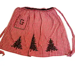 Red Gingham Cross Stitch Grandma Christmas Apron