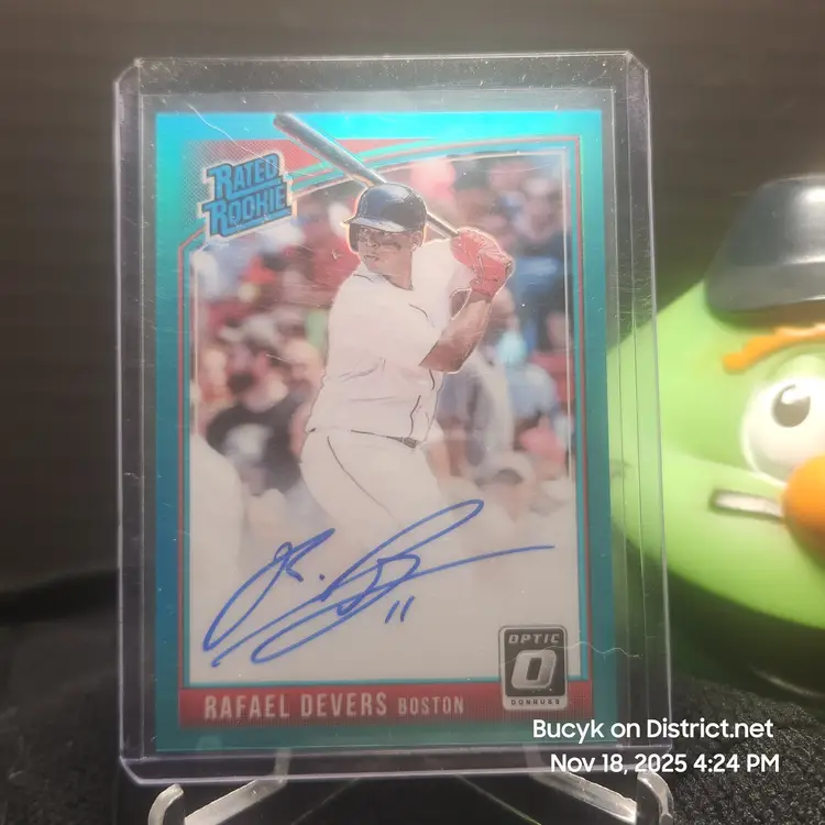 2018 Donruss Optic Aqua Auto - Rafael Devers Boston Red Sox 6/99
