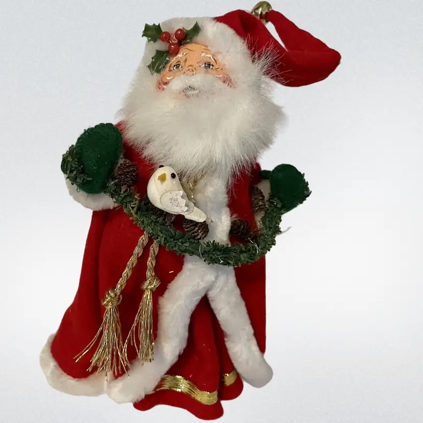 2004 ANNALEE Mobilitee SANTA CLAUS Pinecone Garland Doll 9" Woodland Christmas