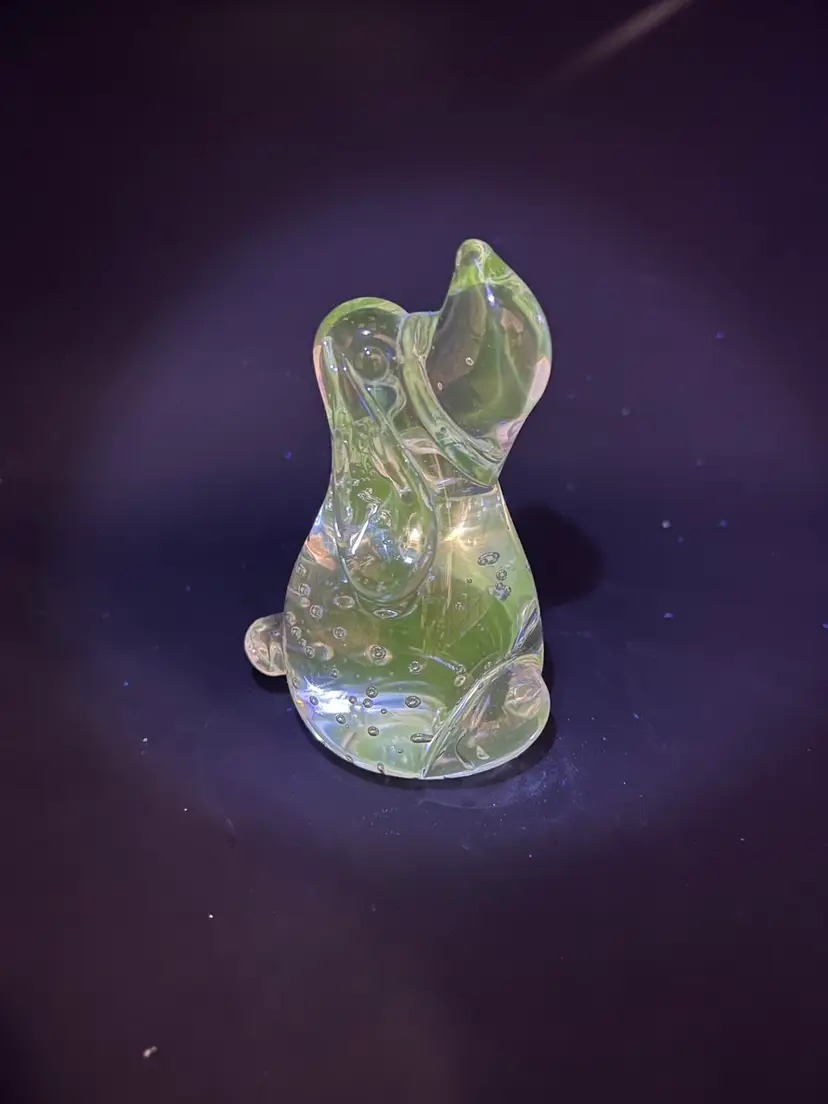 Glowy Clear Glass Hound Dog Figure With Controlled Bubbles Bullicante