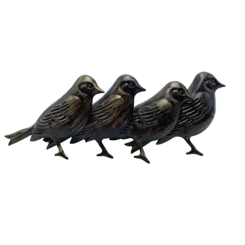 Metal Bird Napkin Rings Brown Toned Kitchenware Tableware Set of 4