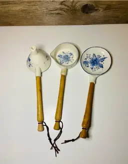 Vintage Blue & White Porcelain Dutch Style Utensils CottageCore French Country Farmhouse English Cottage