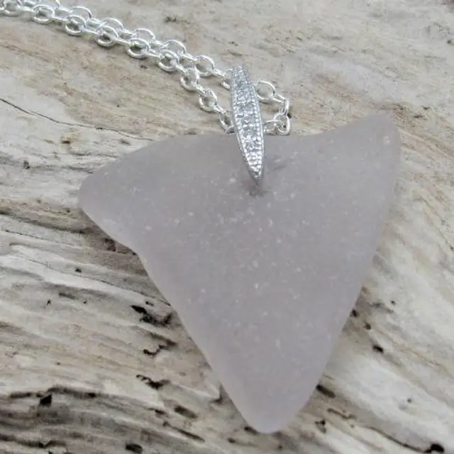 Pale Purple Maine Sea Glass Pendant Necklace