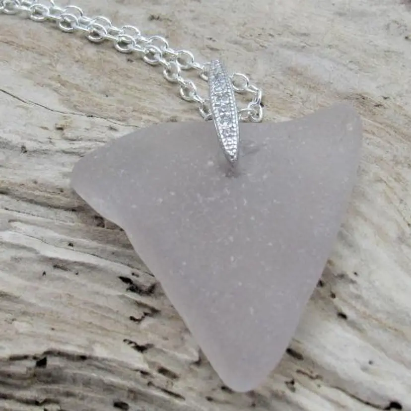Pale Purple Maine Sea Glass Pendant Necklace