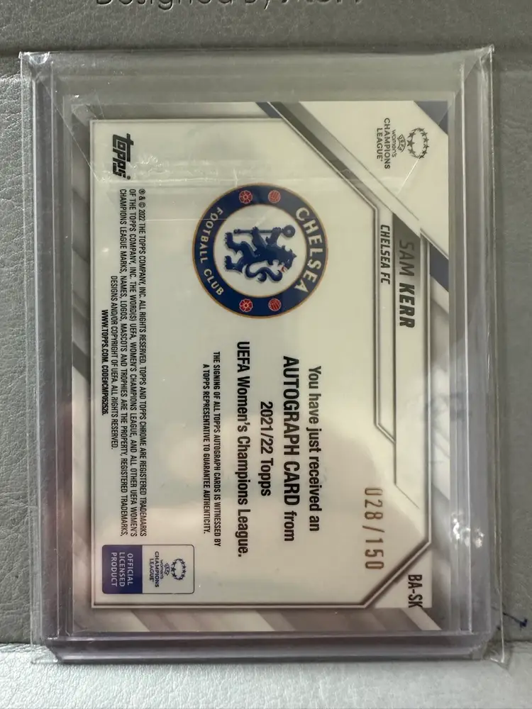 2021-22 Topps Chrome Women's UCL Sam Kerr Pink Auto /150