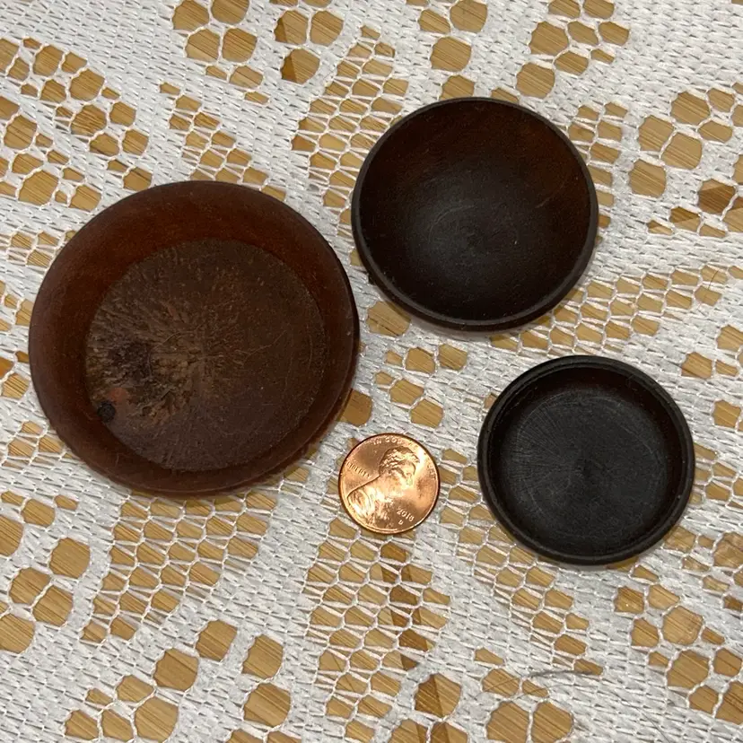 Vintage Miniature Hand-Turned Bowls-Set Of 3